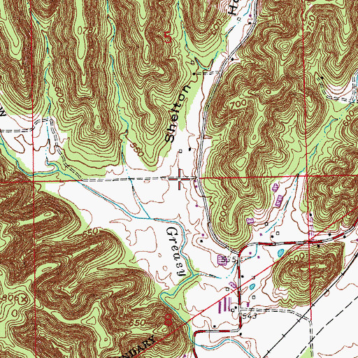 Topographic Map of Shelton Hollow, IN