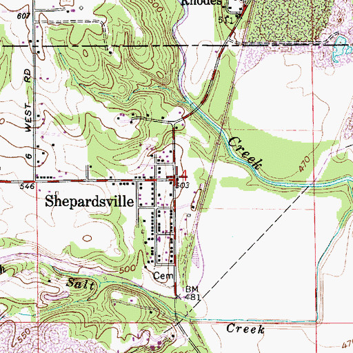 Topographic Map of Shepardsville, IN