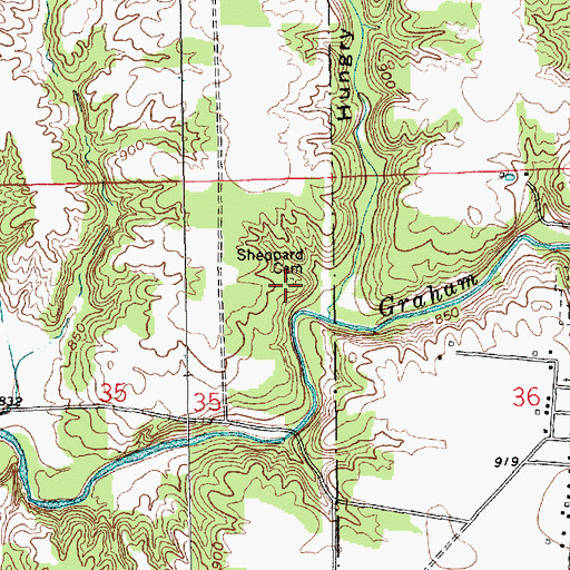 Topographic Map of Sheppard Cemetery, IN