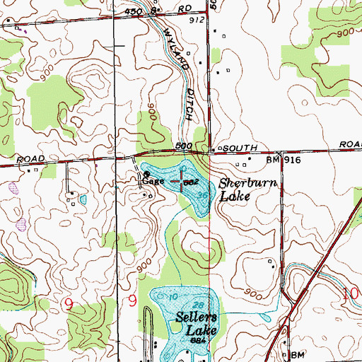 Topographic Map of Sherburn Lake, IN