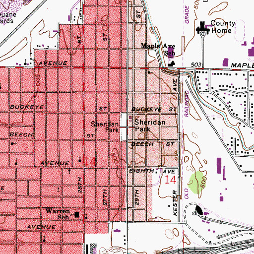 Topographic Map of Sheridan Park, IN