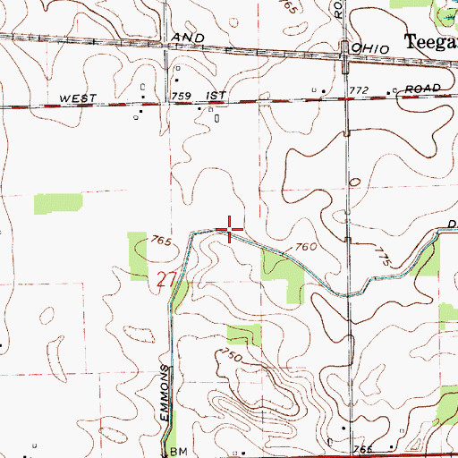 Topographic Map of Sherman Emmons Ditch, IN