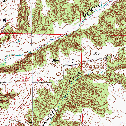Topographic Map of Sherril Cemetery, IN