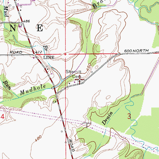 Topographic Map of Sherritt Cemetery, IN