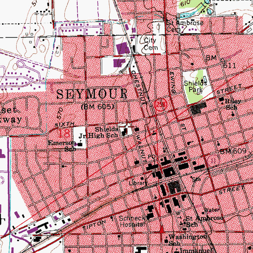 Topographic Map of Shields Junior High School, IN