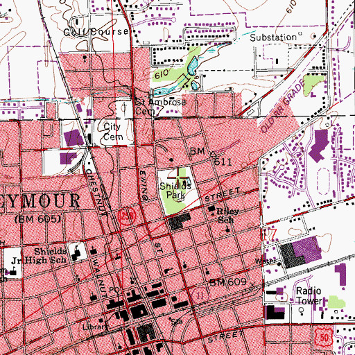 Topographic Map of Shields Park, IN