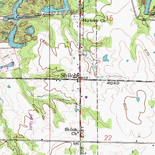 Topographic Map of Shiloh, IN