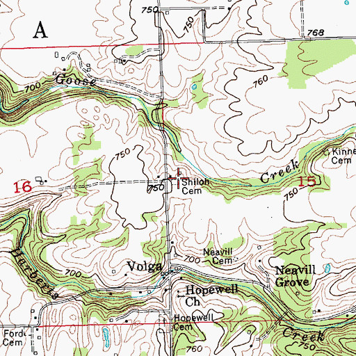 Topographic Map of Shiloh Cemetery, IN