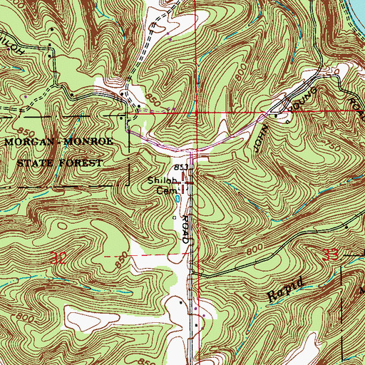 Topographic Map of Shiloh Cemetery, IN