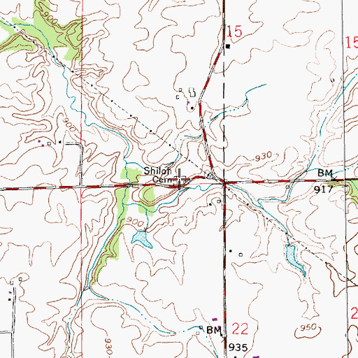 Topographic Map of Shiloh Cemetery, IN