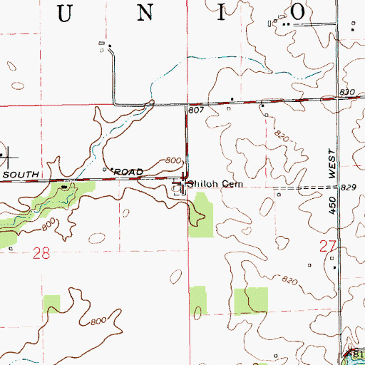 Topographic Map of Shiloh Cemetery, IN