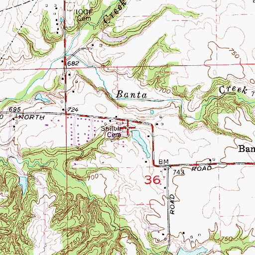 Topographic Map of Shiloh Cemetery, IN