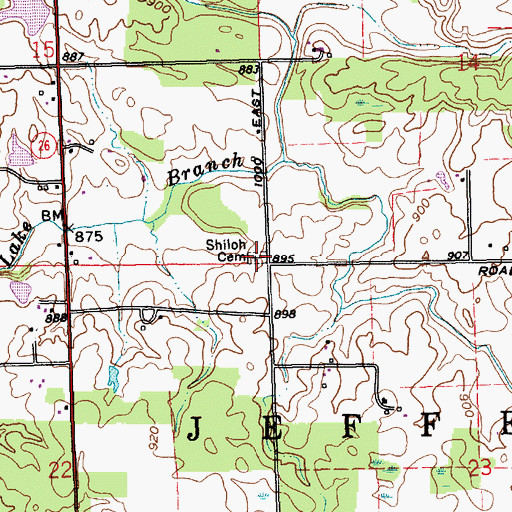 Topographic Map of Shiloh Cemetery, IN