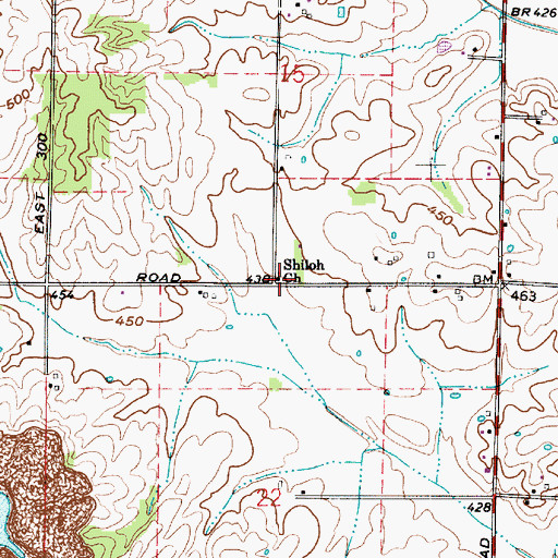 Topographic Map of Shiloh Church, IN
