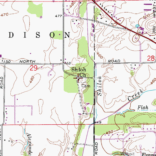 Topographic Map of Shiloh Church, IN