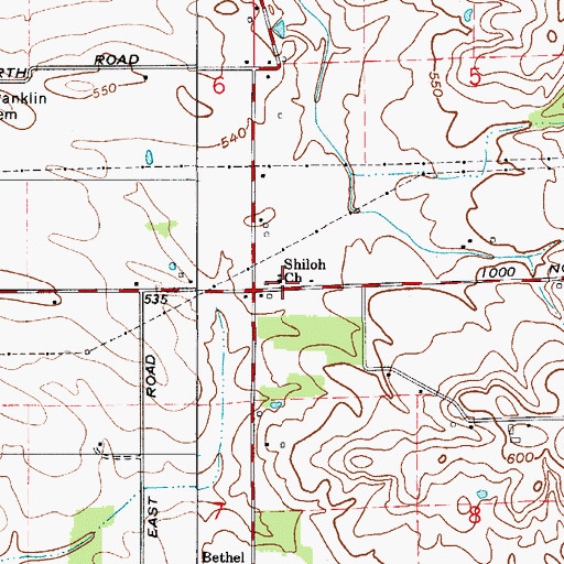 Topographic Map of Shiloh Church, IN