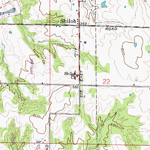 Topographic Map of Shiloh Church, IN
