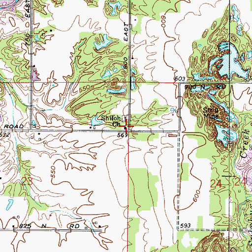 Topographic Map of Shiloh Church, IN