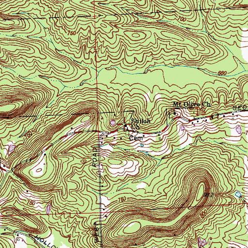 Topographic Map of Shiloh Church, IN