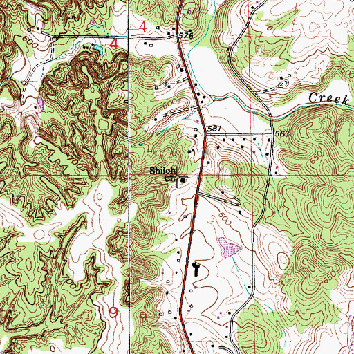 Topographic Map of Shiloh Church, IN