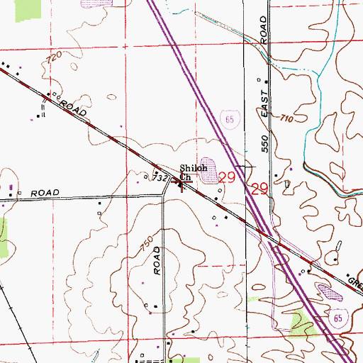 Topographic Map of Shiloh Community Church, IN