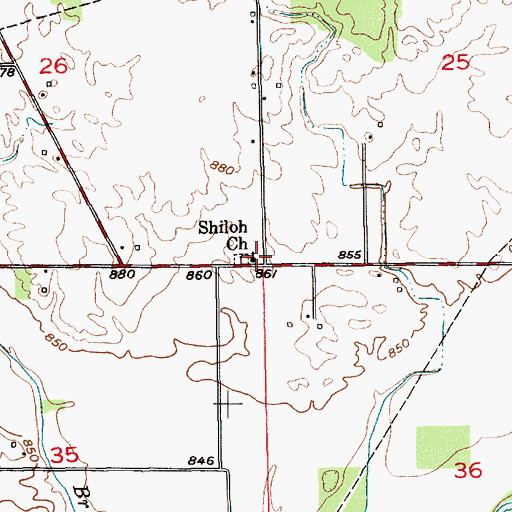 Topographic Map of Shiloh Church, IN