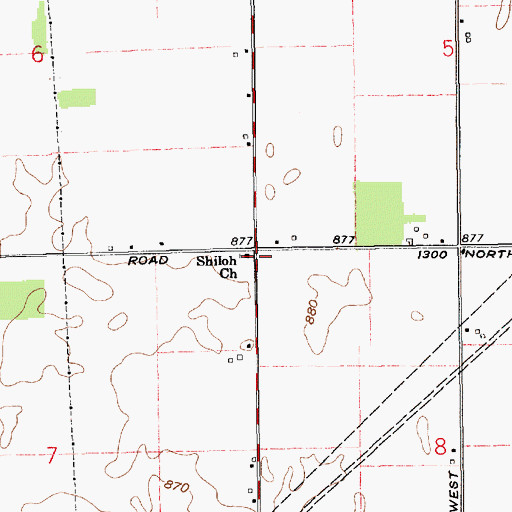 Topographic Map of Shiloh Church, IN