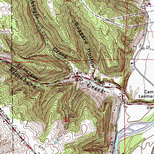 Topographic Map of Shingle Creek, IN