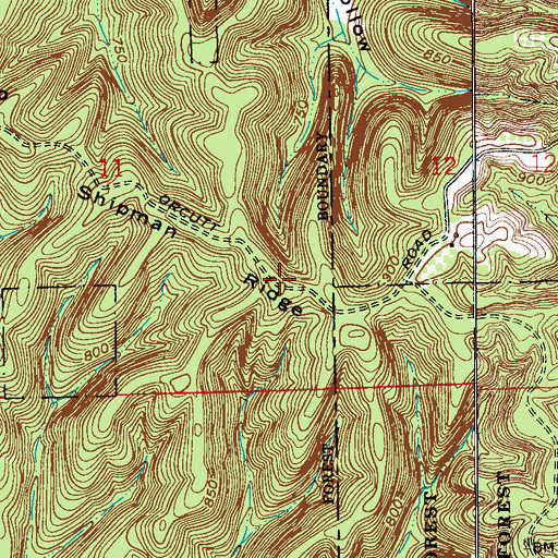 Topographic Map of Shipman Ridge, IN