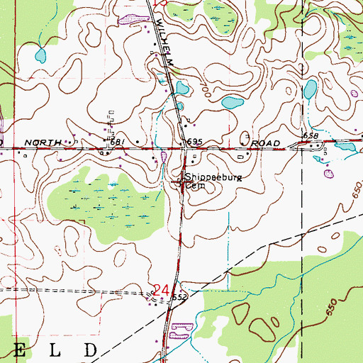 Topographic Map of Shippeeburg Cemetery, IN