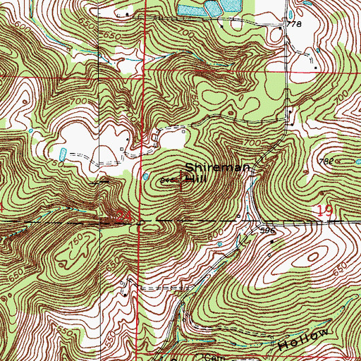 Topographic Map of Shireman Hill, IN