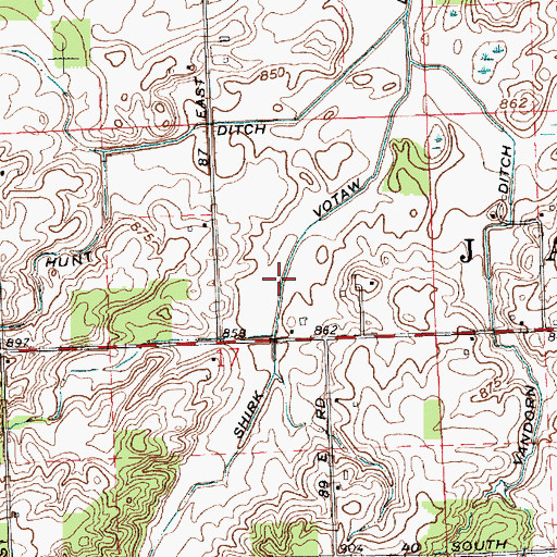 Topographic Map of Shirk Votaw Ditch, IN