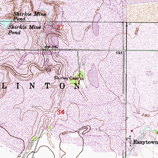 Topographic Map of Shirley Cemetery, IN