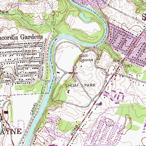 Topographic Map of Shoaff Park, IN