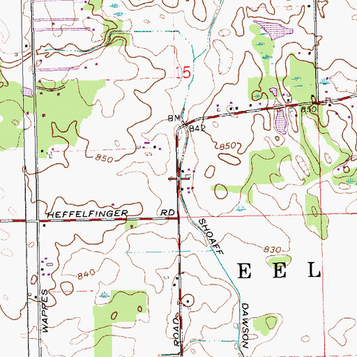 Topographic Map of Shoaff Dawson Ditch, IN