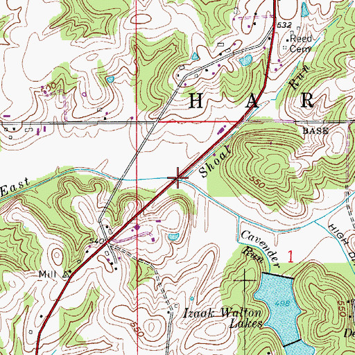 Topographic Map of Shoal Run, IN