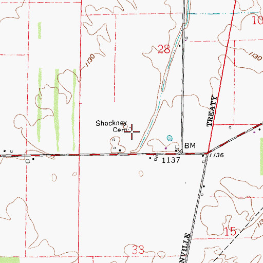 Topographic Map of Shockney Cemetery, IN