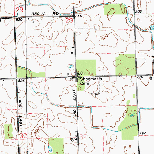 Topographic Map of Shoemaker Cemetery, IN