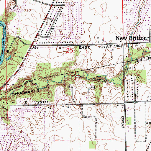 Topographic Map of Shoemaker Ditch, IN