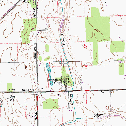 Topographic Map of Shoemaker Ditch, IN