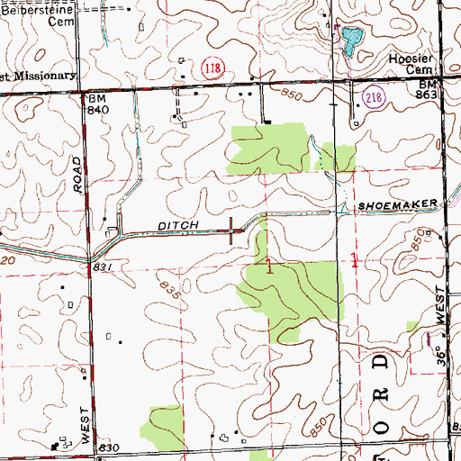 Topographic Map of Shoemaker Ditch, IN