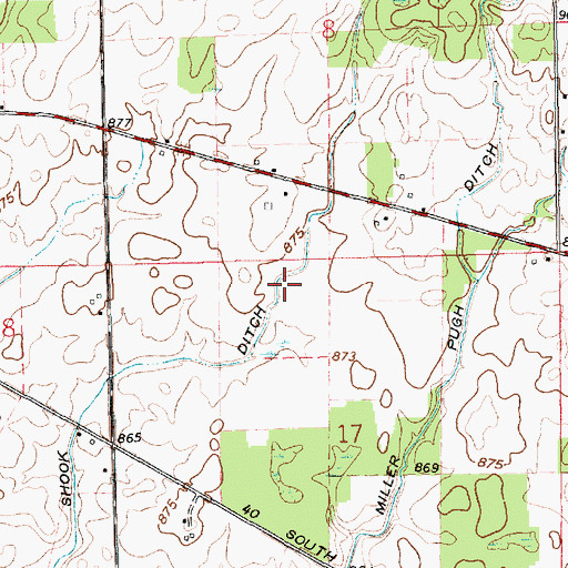 Topographic Map of Shook Ditch, IN