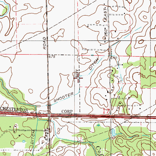 Topographic Map of Shooter Ditch, IN