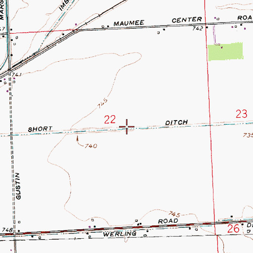 Topographic Map of Short Ditch, IN