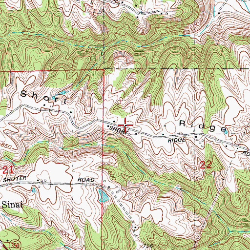 Topographic Map of Short Ridge, IN
