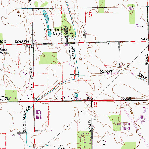 Topographic Map of Short Run, IN