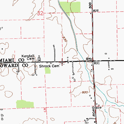 Topographic Map of Shrock Cemetery, IN