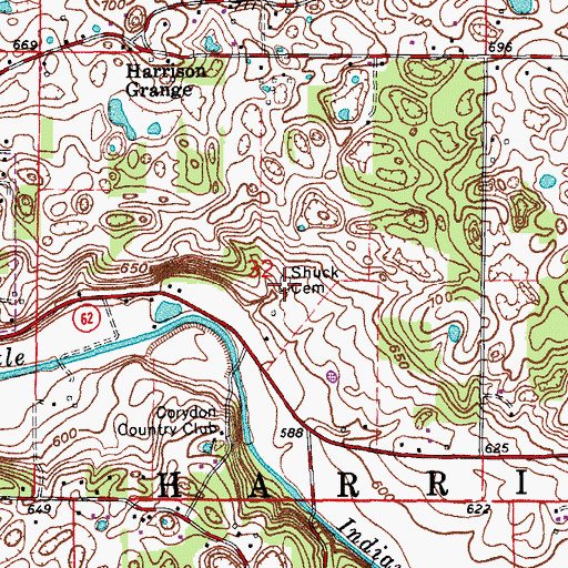 Topographic Map of Shuck Cemetery, IN
