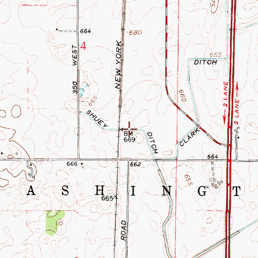 Topographic Map of Shuey Ditch, IN