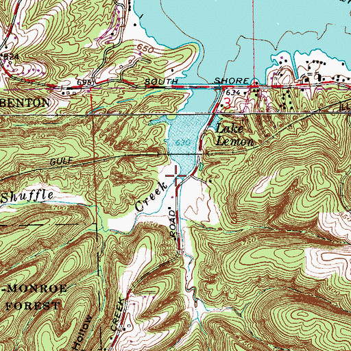 Topographic Map of Shuffle Creek, IN